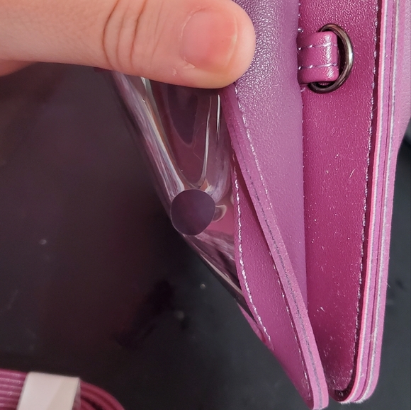 Free W Purchase Leather Single Shoulder Bag Crossbody Cellphone Pouch Purple - Picture 13 of 16